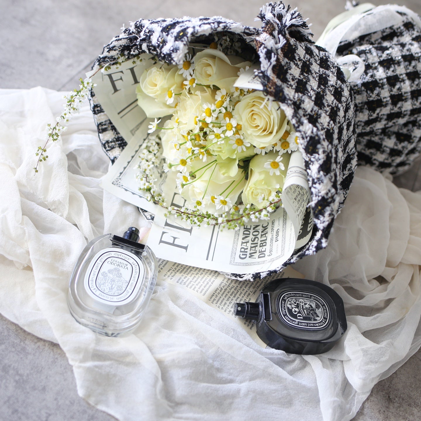Chane* Style Tweed Flower Bouquet