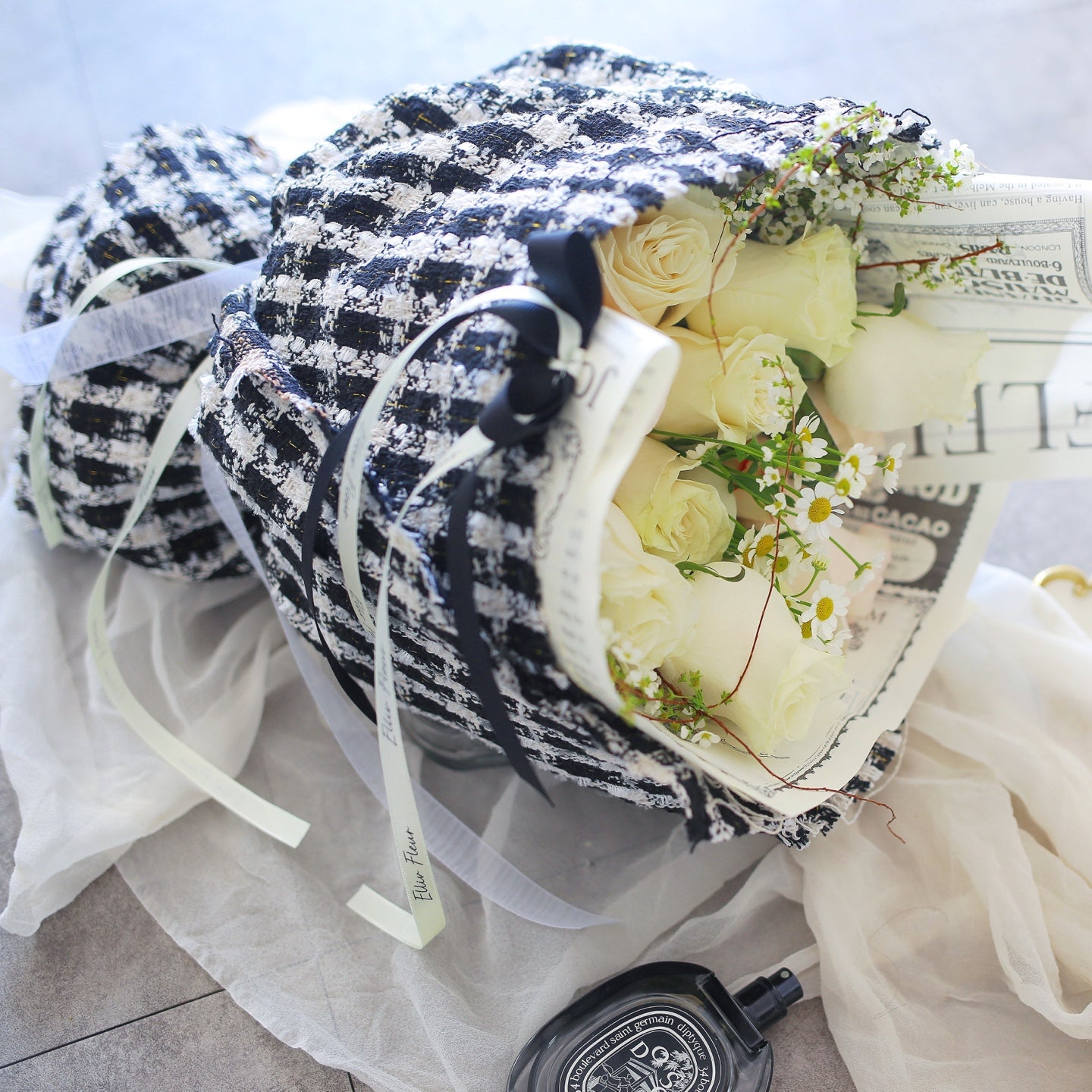 Chane* Style Tweed Flower Bouquet