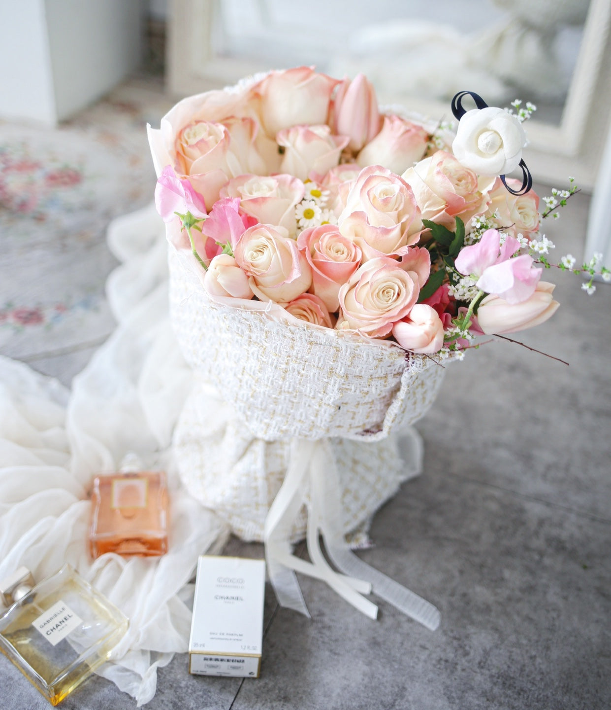 Chane* Style Tweed Flower Bouquet